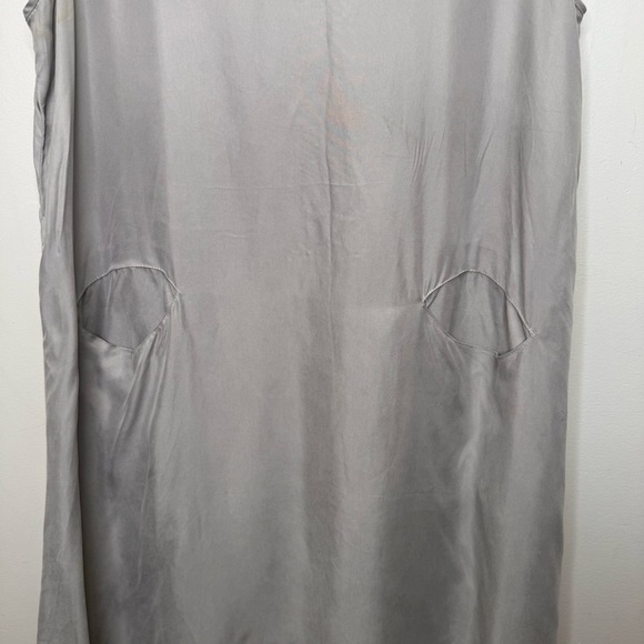 Stella Carakasi Grey Scoop Neck Lagenlook Assymetrical Hem Mid Dress Pockets - Picture 4 of 11